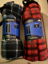 2 Pairs Men s Lounge Sleep PJ Pants Micro Fleece Plaid Large Pajamas Sleepwear