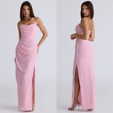 House of CB Adrienne Pink Quartz Georgette Strapless Gown Size XS