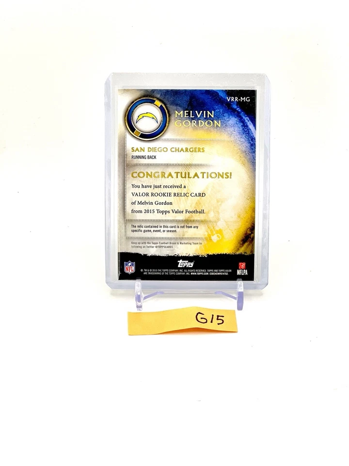 Melvin Gordon Topps 2015 Rookie Speed Memorabilia 44/99 No VRR-MG Chargers - Image 2 of 2