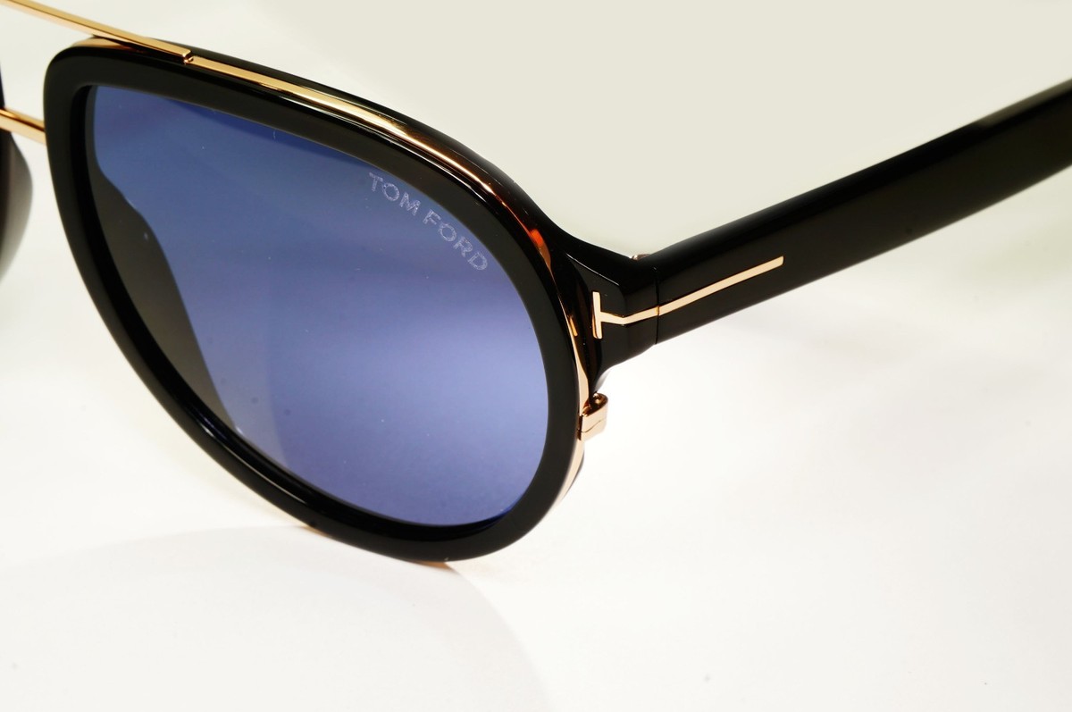 Tom Ford Sunglasses Geoffrey Black Blue Gold Pilot Designer FT0779 