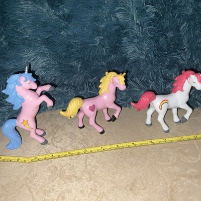 PVC UNICORN HORSE FIGURES PINK HEART STAR RAINBOW TOYS 