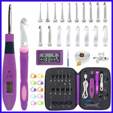 Light Up Crochet Hooks Set-18 Sizes Digital Crochet Hook with Counter 2.0 14....
