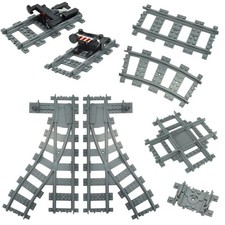 Track Crossing Switch Forked Rail for Lego Kit Train Building Blocks Sets DIY