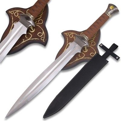 23.5'' Elven Guardian Fantasy Sword - Stainless Steel Blade w/Wall Plaque & Sheat