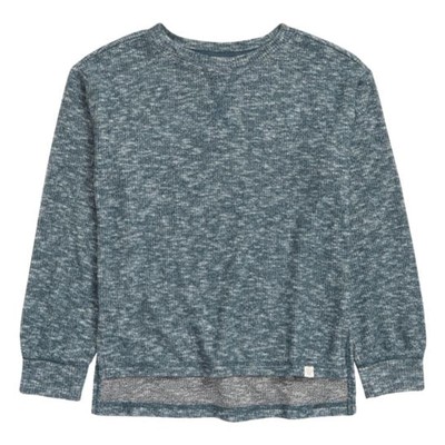 Treasure & Bond Girl's Heather Grey Rib Long Sleeve T-Shirt Kids Size M / 8-10