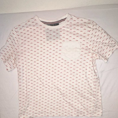 Broken Threads Men's Short Sleeve T-Shirt M White Red Bicycle Print Pocket 0216