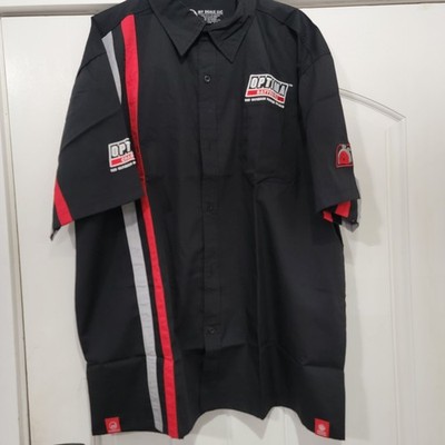 Optima Batteries Shirt Mens M Black Red Striped Short Sleeve Work Shirt Logo