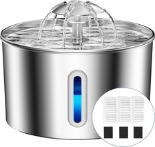 Cat Water Fountain Stainless Steel - 74Oz/2.2L Corded Pet Water Dispenser Automa