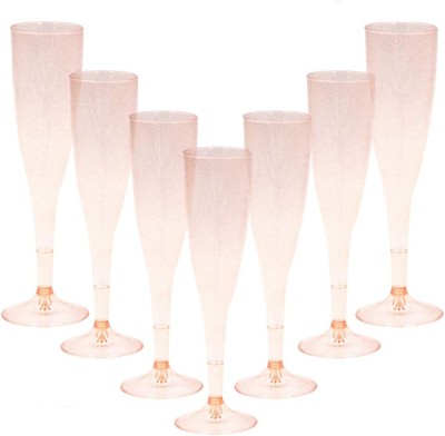 Rose Gold Glitter Plastic Rose Gold Wine Glasses 30 Pack,6.5 OZ Champagne Flutes