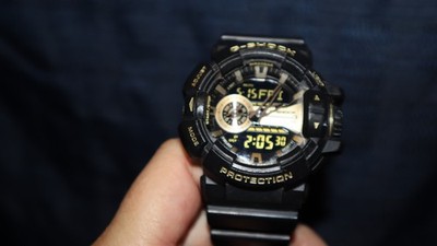 Casio G-Shock Black Gold Dial Analog Digital Men's Round Watch GA400GB-1A9