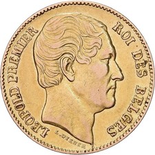 [#1117459] Belgium, 20 Francs, L WIENER 1865, Gold, EF, KM:23