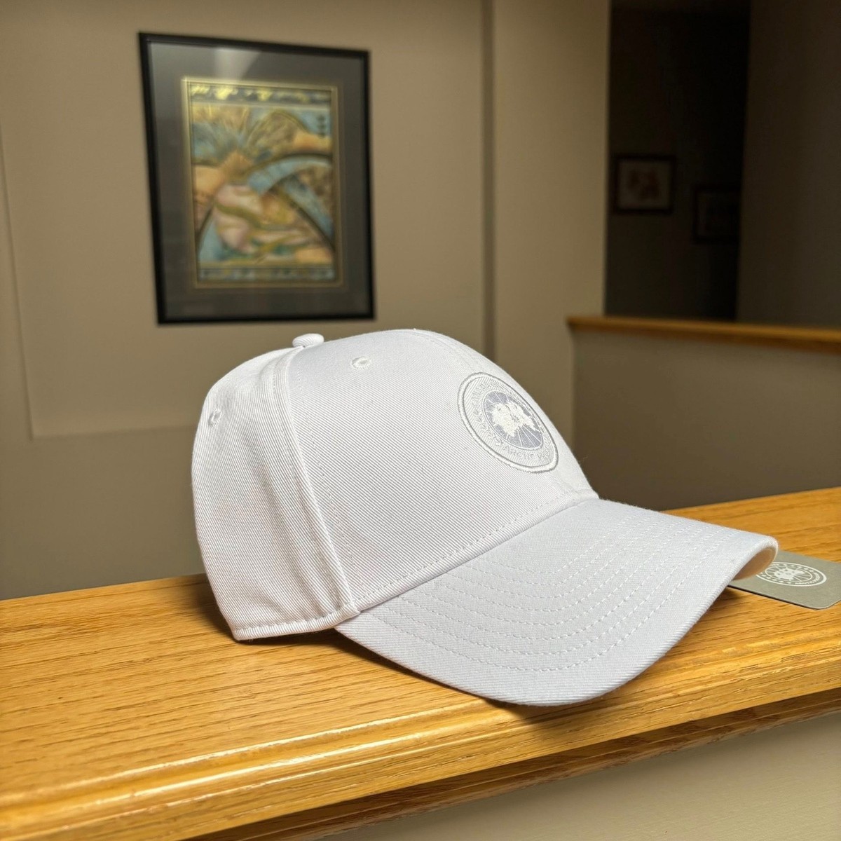 Authentic Canada Goose Tech Cap White Black Unisex Baseball Hat‎ M/L Designer Canada Goose Wordmark Adjustable Cap - White – manhattan casuals main image 2