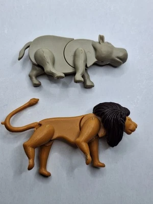 Ü-Eier Tiere Afrikas 1989 - 2 Figuren - Löwe + Nilpferd ohne Beipackzettel  - Bild 1 von 2