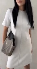 Zara Mini Cotton Blend Ivory Cream Sheath Dress , Size S