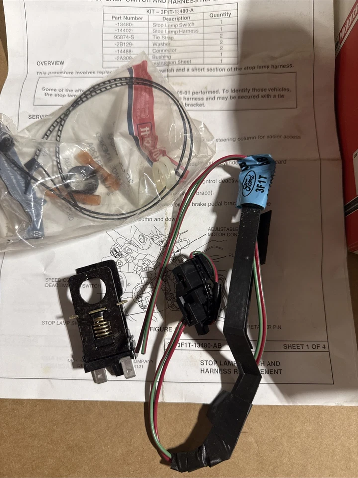 NOS NEW FORD Brake Stop Light Switch & Repair Kit 3F1Z-13480-AA SW-6170 - Image 2 of 3