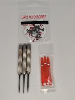 Old Red Dragon 28g Multi Ringed Grip Tungsten Darts With Setup
