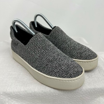 VINCE Walsh Knit Slip-on Sneakers Women s 8 M Gray White Loafers Shoes Platform