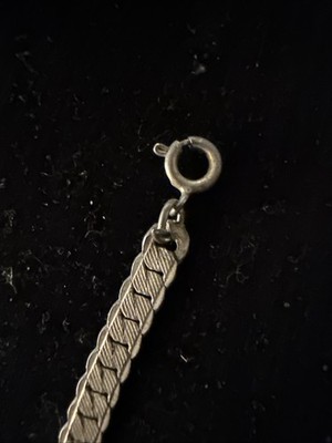 Vtg Silver Tone Flat Textured Curb Link Chain Bracelet 8'' Liquid Mesh M1