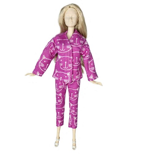 Cat Kitten Pink Pajama Set Shoes For Fits 11.5-12" Girl Fashion Doll Size 1:6