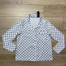 Kim Rogers Intimates Womens Shepard Check Pattern Button Up Pajama Top Small