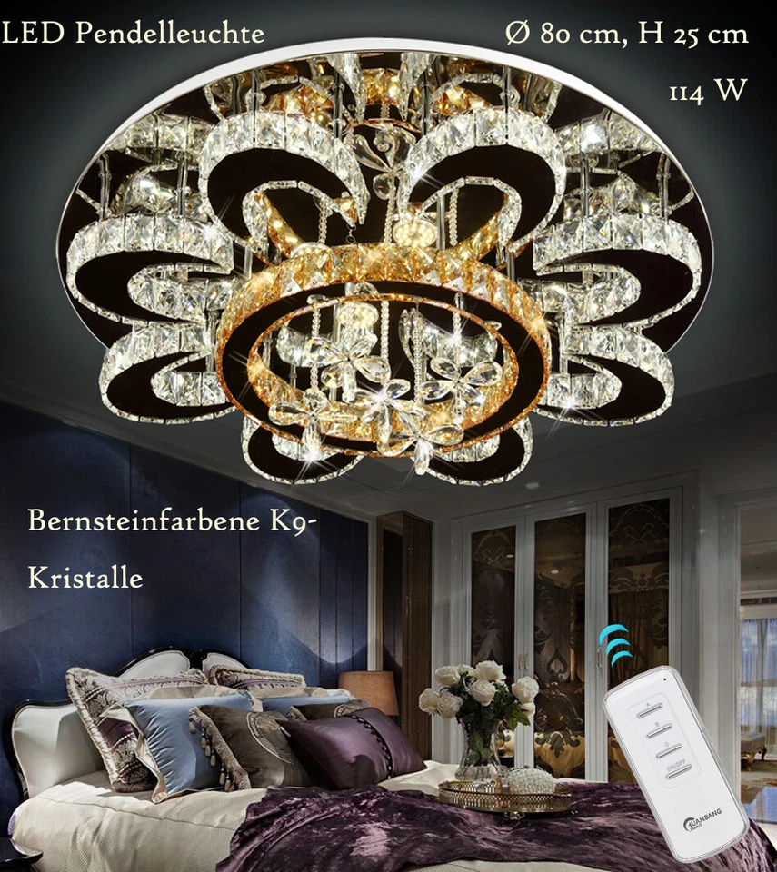 LED Deckenleuchte Kristall Fernbedienung LED Pendelleuchte Beleuchtung dimmbarE2 - Bild 2 von 4