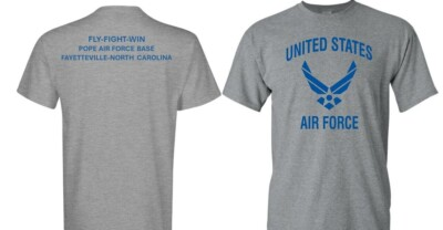 #ad POPE AIR FORCE BASE* NORTH CAROLINA *2 SIDED SHIRT*VINYL*OFFICIALLY LICENSED $69.95