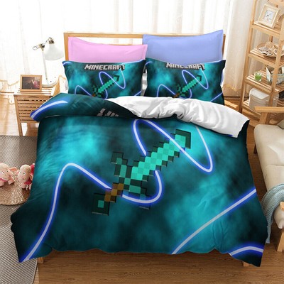 3D Minecraft Quilt/Duvet Cover Set + Pillowcase - Bedding Single Double Queen