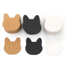 50PCS Earring Display Cards Blank Kraft Paper Price Tabs with Two Holes Design