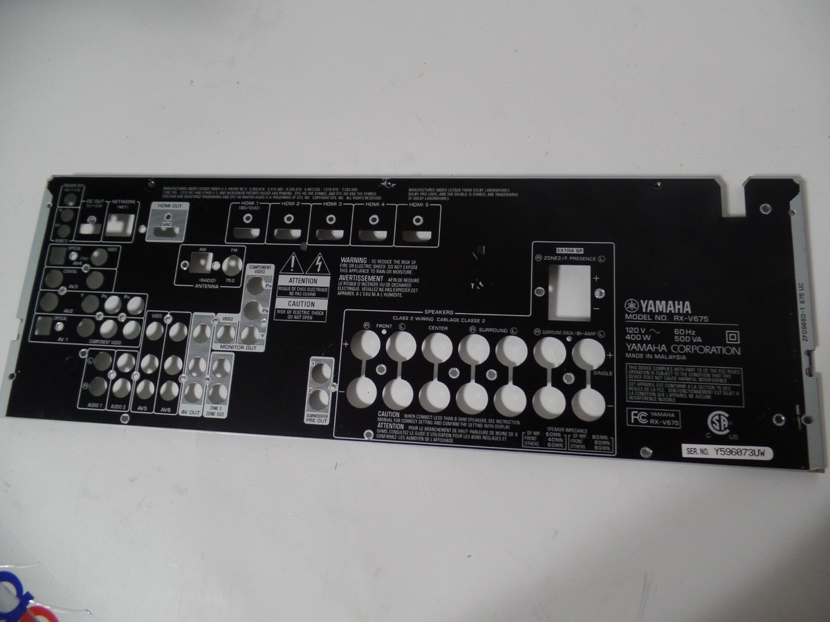 Yamaha AV Receiver RX-V675 BACK PANEL PLATE | eBay
