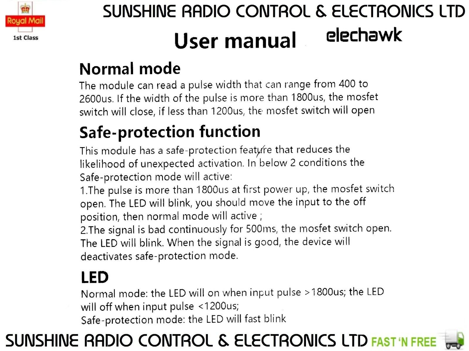 RC Receiver RX Controlled ON / OFF Switch 5AMP For Lights Drone Plane ...