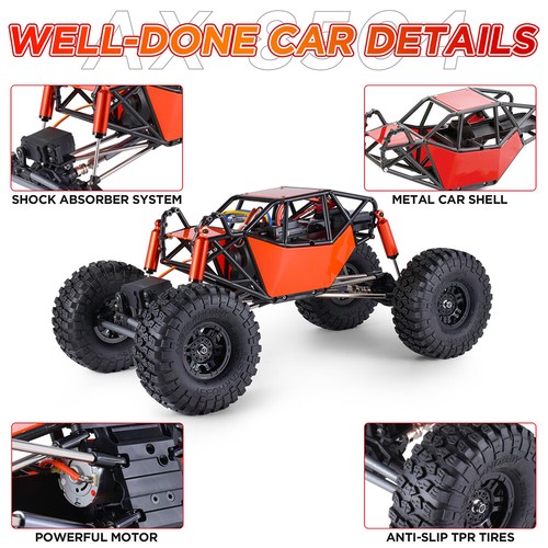 AX-8504 4WD 2.4G 1/10 Crawler Climbing Frame Rock Buggy Roller Cage Truck Cars - Picture 10 of 27
