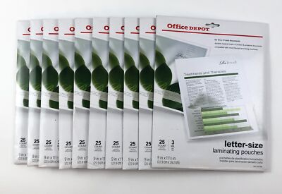 Office Depot Letter-Size Laminating Pouches 3 Mil 9 x 11.5 in 250 in total