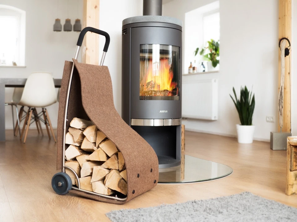 Filztrolley "Bobby" - Kaminholzwagen mit Edelstahlgestell und Außentasche - Bild 2 von 4