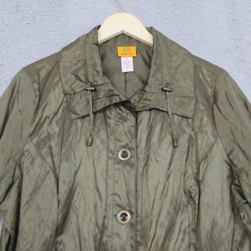Ruby Rd Rain Jacket Womens Size 16 Green Metallic Goblincore Earthy Mossy Bold - Picture 6 of 24