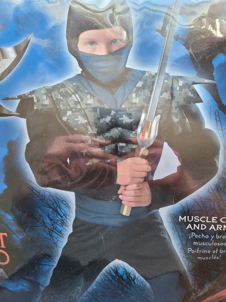 Fantasia infantil de Halloween camuflagem noturna ninja tamanho 4-6 - Imagem 2 de 4