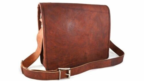 New Men's HANDMADE LEATHER BRIEFCASE LAPTOP SATCHEL BAG - Picture 2 of 5