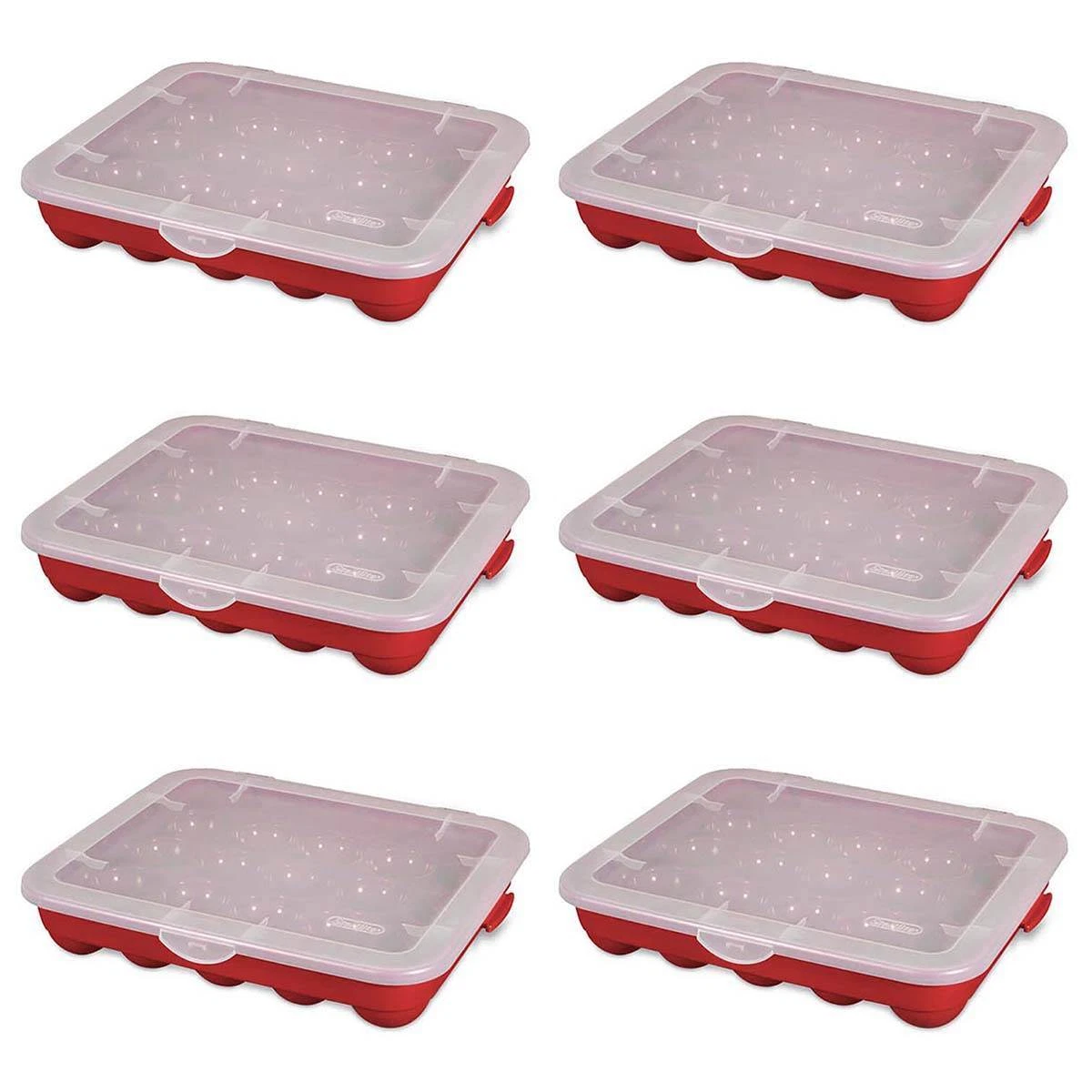 Sterilite 20 Compartment Christmas Holiday Ornament Box Storage Case (6  Pack)