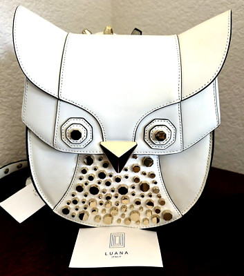 Luana Italian Leather Studded Tassel  Wise Owl Clutch Crossbody Bag Graduation