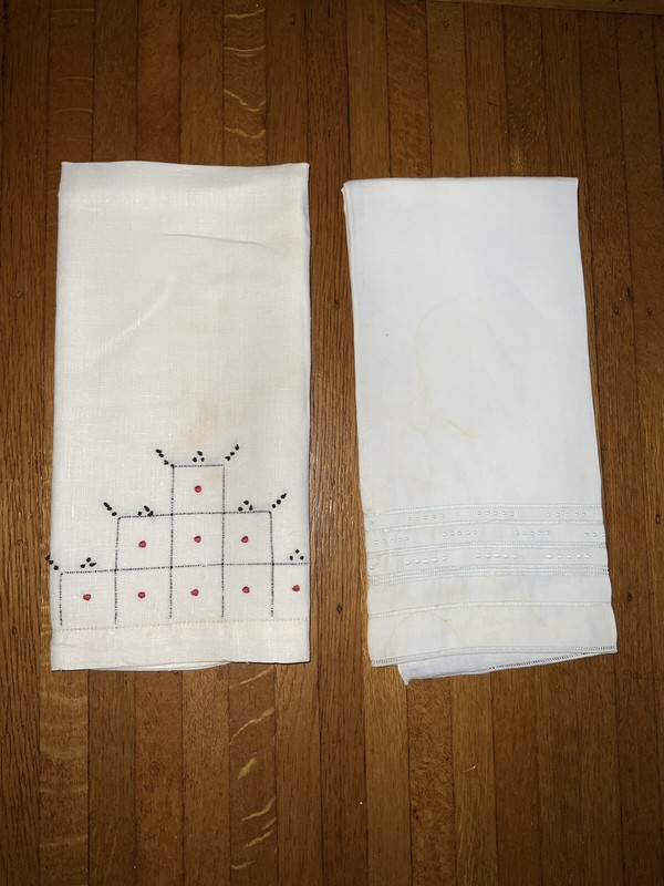 Two Vintage guest towels with French dot embroidery.