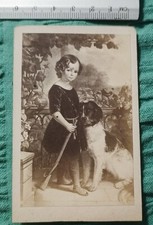 Burggraf "Gustav" Antique Photo of Child with Dog from the 19th Century Late 1800s Vintage
