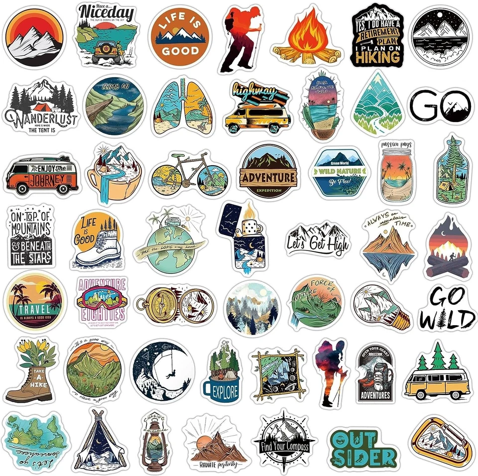 50PCS Camping Adventure Outdoor Travelling Stickers Gift Wilderness UK - Image 2 of 4