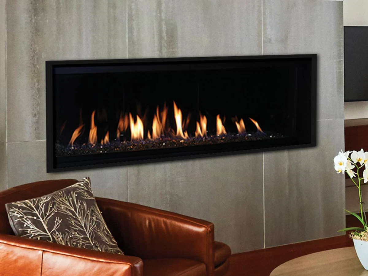 Astria Allume 60u0026#034; Linear Direct Vent Gas Fireplace Contemporary IP  ALLUME60TEN-B | eBay