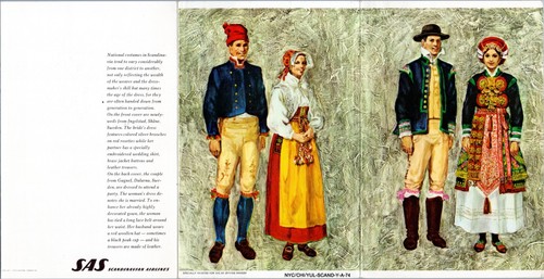 Vintage menu - Scandinavian Airlines Menu with images painted by Oyvind Hansen