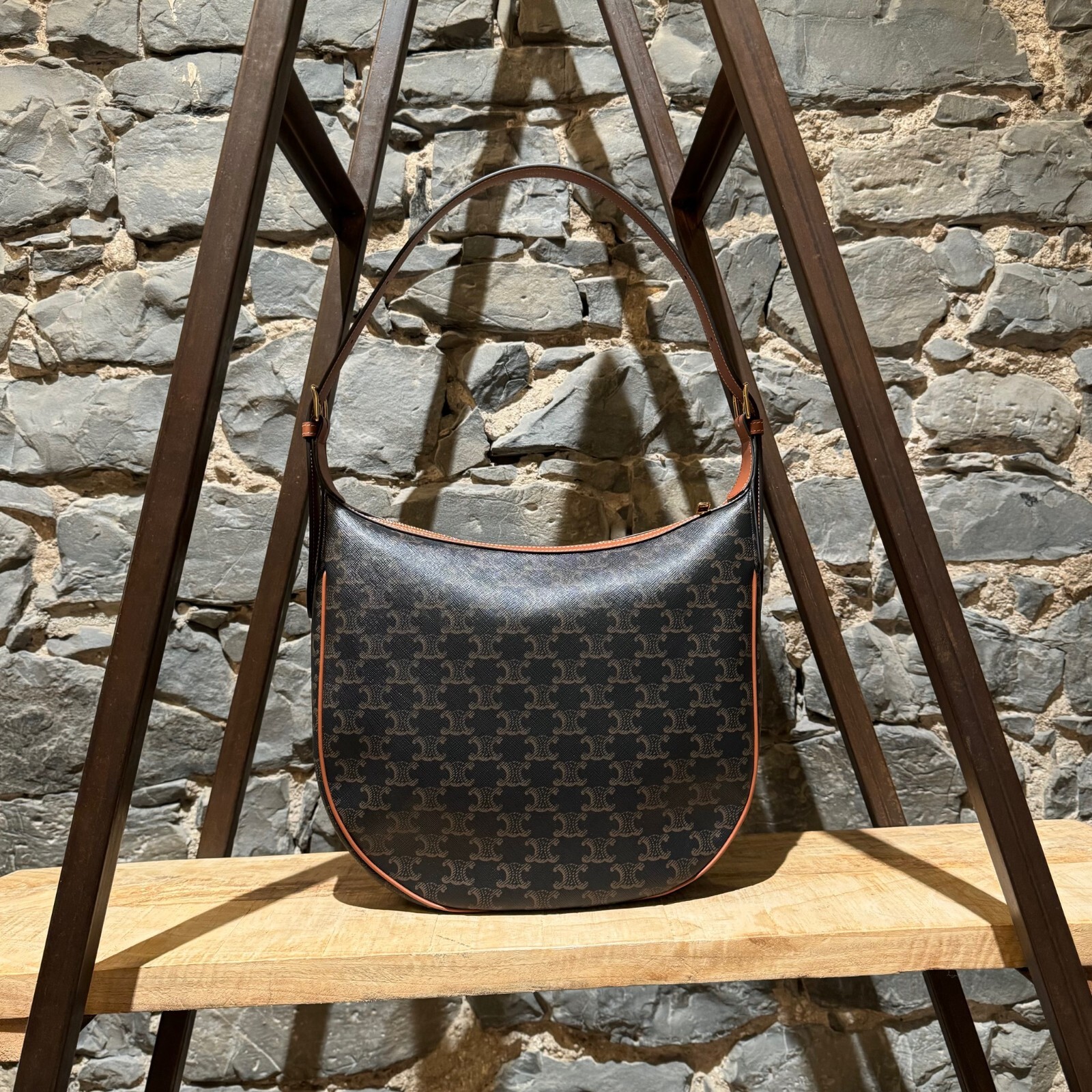 Celine Triomphe Print Medium Heloise Shoulder Bag - image 1