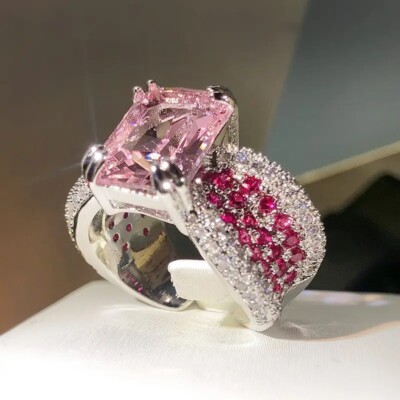 Saint Michael Archangel Of Raphael Crystal Orthodox Pink Claw Ring Resizable