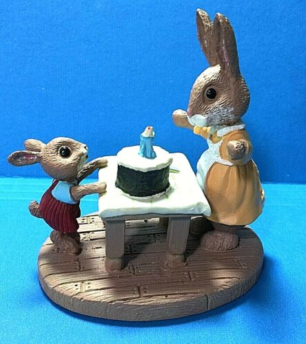 Hallmark Tender Touches "Rabbit With Birthday Cake" Figurine 1988  (T-2) - Picture 1 of 4