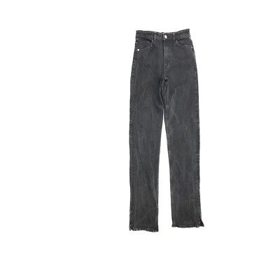 Bershka High Waist Slit Hem Women's size 4 Black Denim Jeans