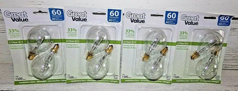 4 Clear Great Value 2 Packs A15 Dimmable White Light Bulbs 40W - 8 Bulbs - Image 2 of 2
