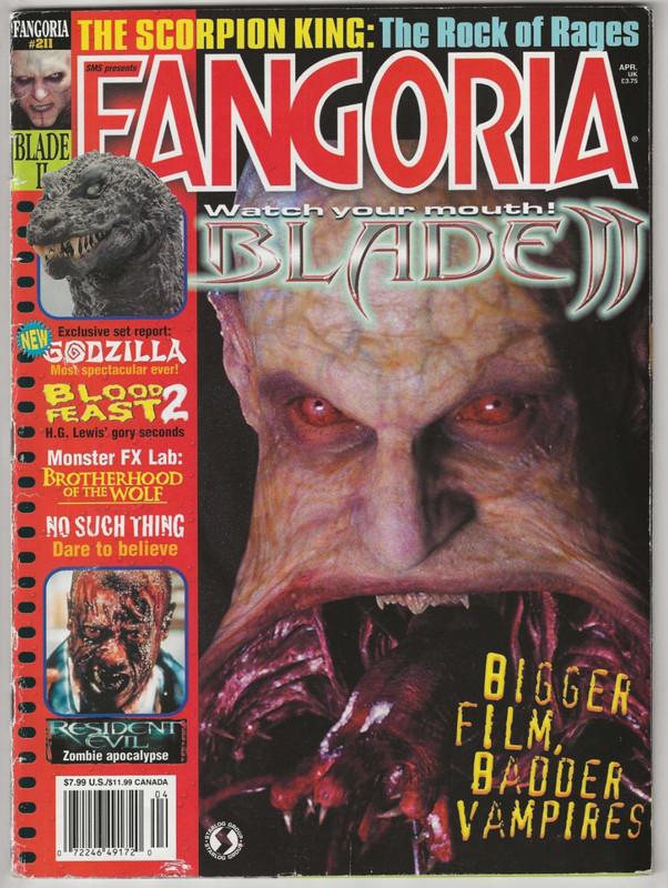 FANGORIA # 211 MAGAZINE HORROR BLADE RESIDENT EVIL QUEEN OF THE DAMNED GODZILLA
