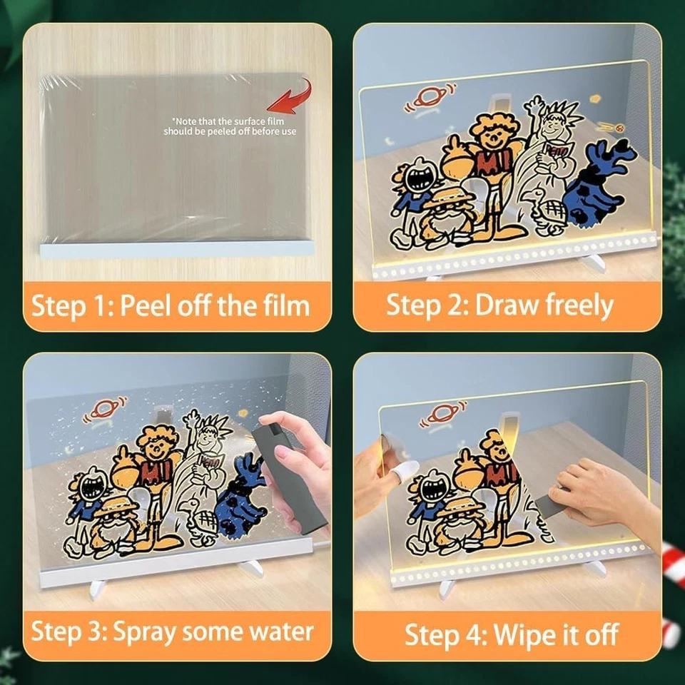 2025 New LED Note Board with Colors, Light Up Acrylic Message Board - Image 3 of 4